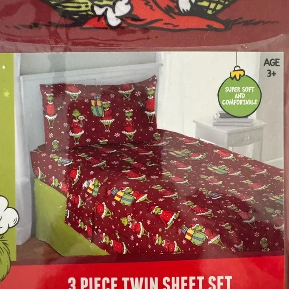 Grinch 3-Piece Twin Sheet Set - Picture 2 of 6